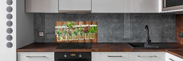 Cooker splashback Herbs in jars