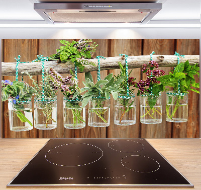 Cooker splashback Herbs in jars