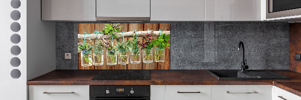 Cooker splashback Herbs in jars