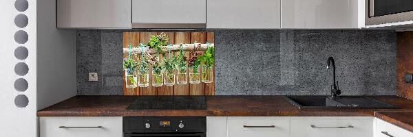 Cooker splashback Herbs in jars