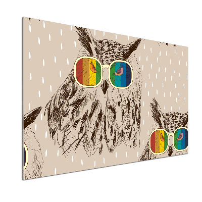 Kitchen splashback Owls with glasses