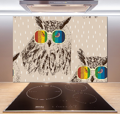 Kitchen splashback Owls with glasses