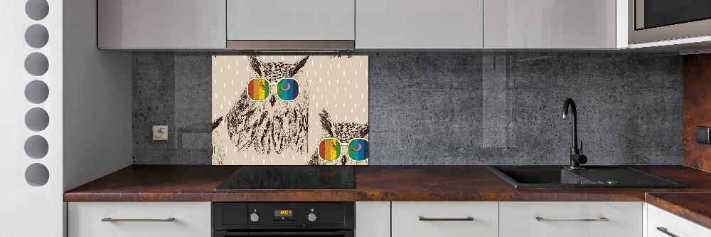 Kitchen splashback Owls with glasses