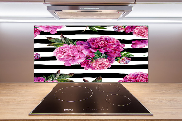 Cooker splashback Pink peonies