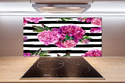 Cooker splashback Pink peonies