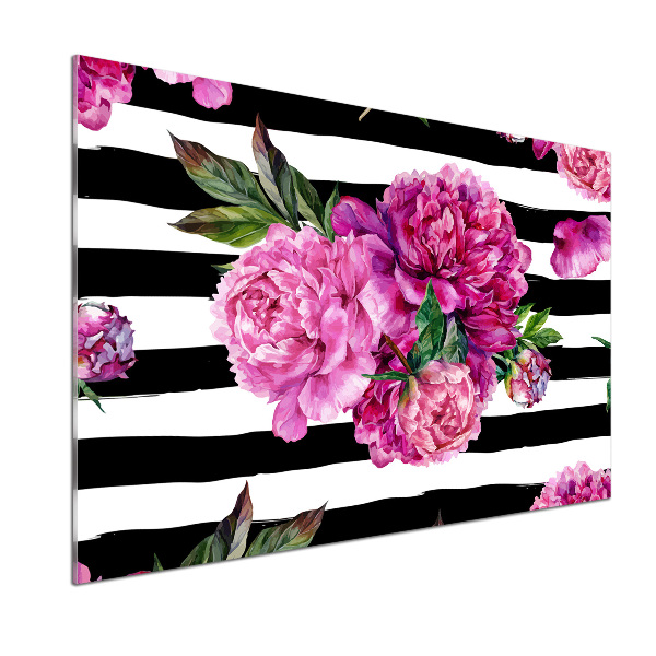 Cooker splashback Pink peonies