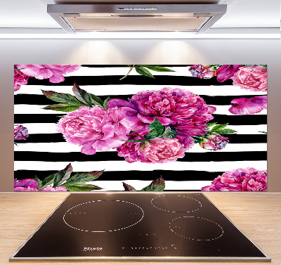 Cooker splashback Pink peonies