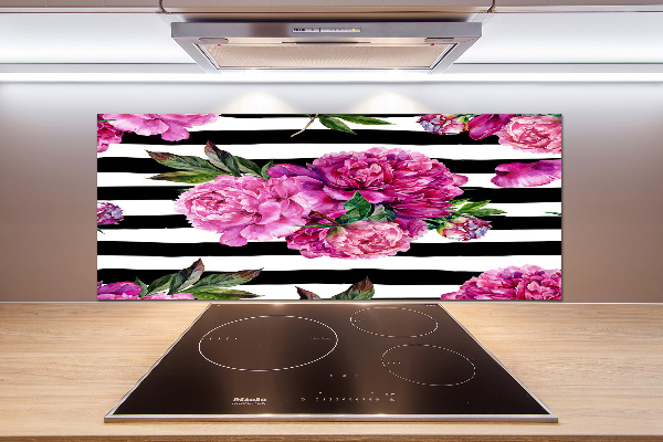 Cooker splashback Pink peonies