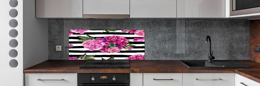 Cooker splashback Pink peonies