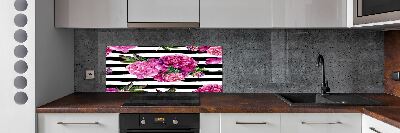 Cooker splashback Pink peonies