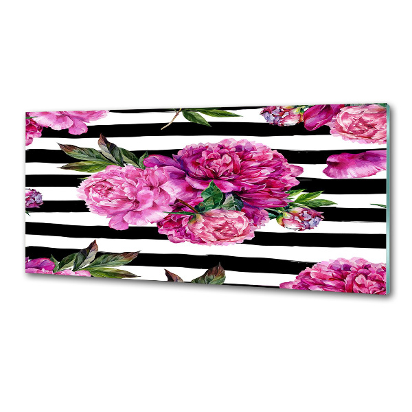 Cooker splashback Pink peonies