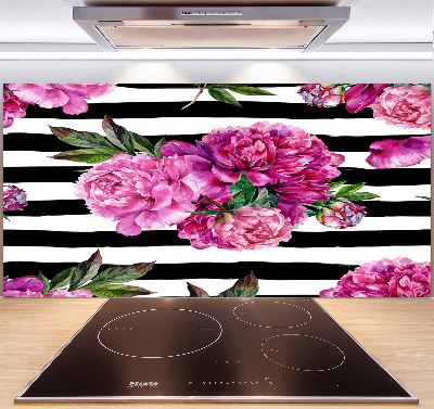 Cooker splashback Pink peonies