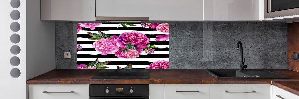 Cooker splashback Pink peonies