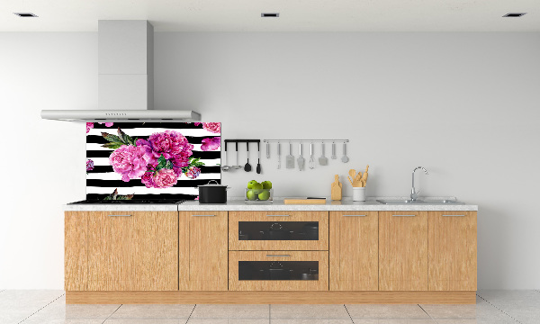 Cooker splashback Pink peonies