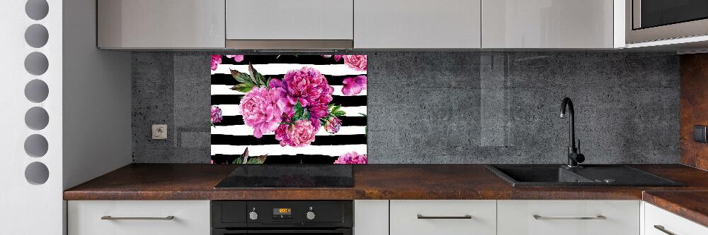 Cooker splashback Pink peonies