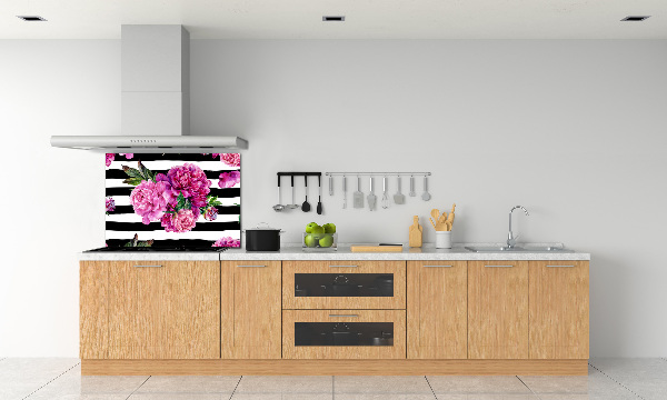 Cooker splashback Pink peonies