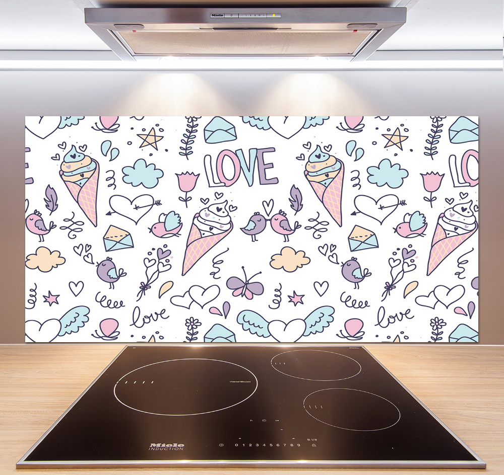 Cooker splashback Romantic pattern