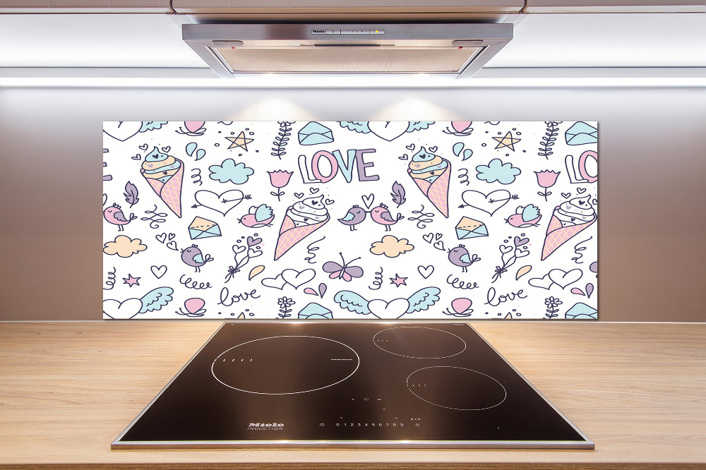 Cooker splashback Romantic pattern