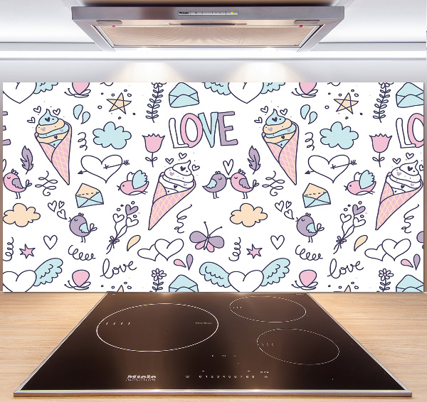 Cooker splashback Romantic pattern