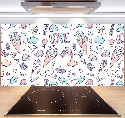 Cooker splashback Romantic pattern