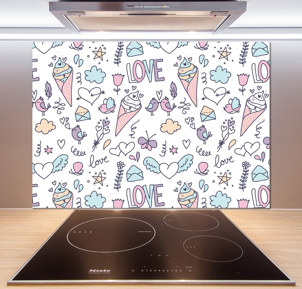 Cooker splashback Romantic pattern