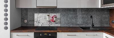 Glass splashback Coffee and cakes