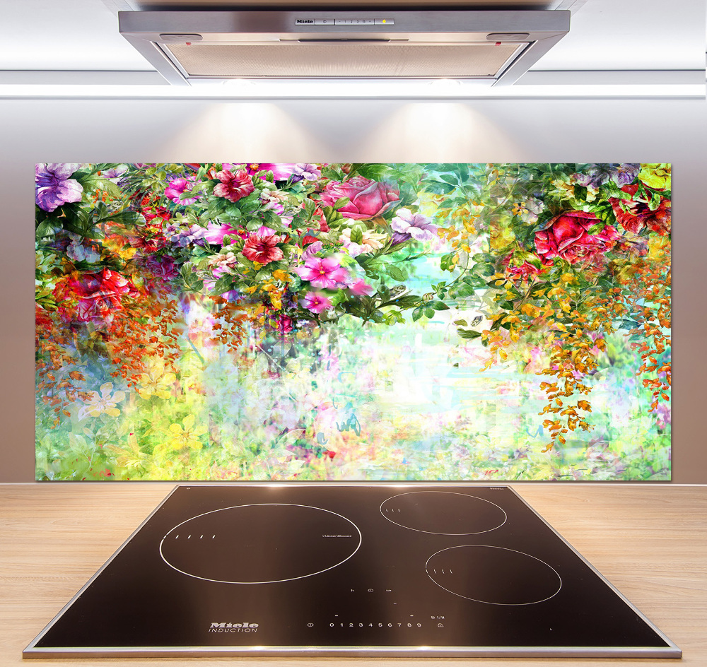 Cooker splashback Multi -colored flowers