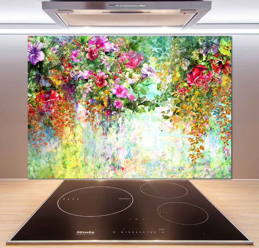 Cooker splashback Multi -colored flowers