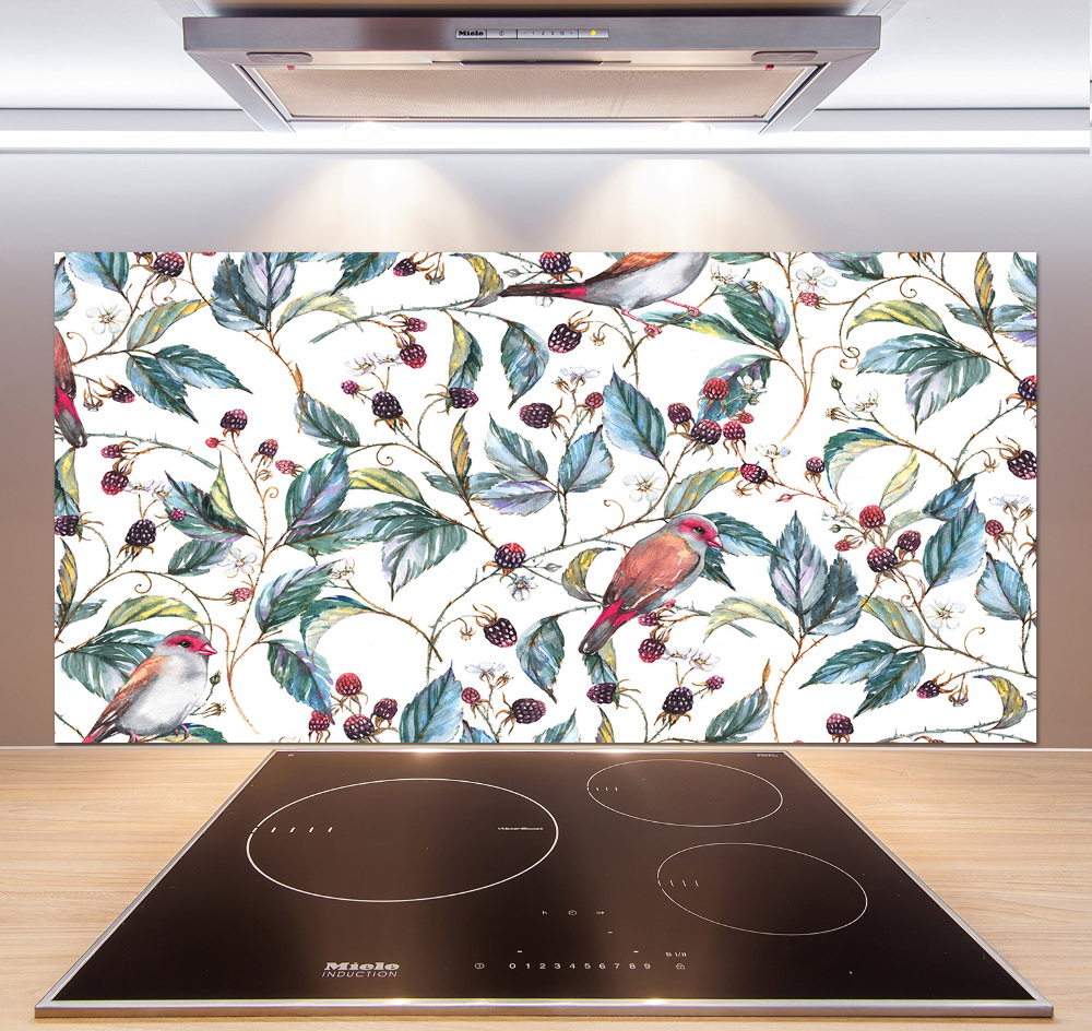 Cooker splashback Blackberry and birds