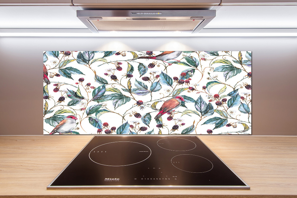 Cooker splashback Blackberry and birds