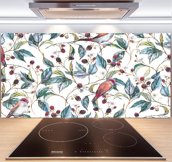 Cooker splashback Blackberry and birds