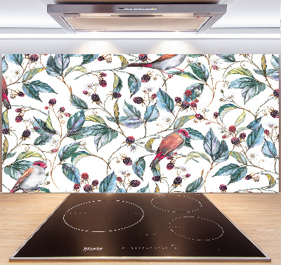 Cooker splashback Blackberry and birds