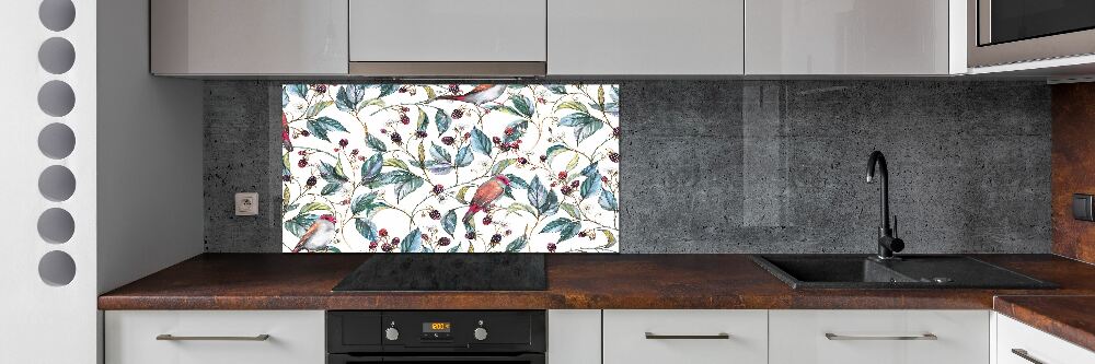 Cooker splashback Blackberry and birds