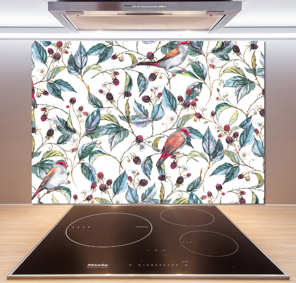 Cooker splashback Blackberry and birds