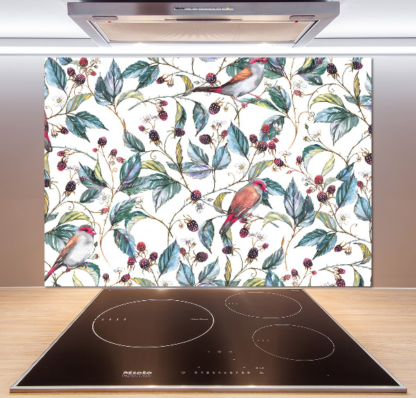 Cooker splashback Blackberry and birds