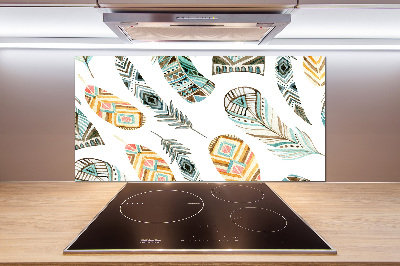 Cooker splashback Ethnic feathers