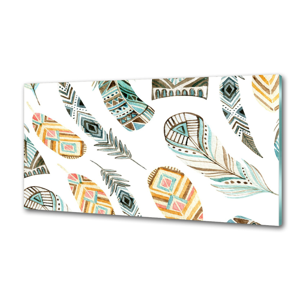 Cooker splashback Ethnic feathers