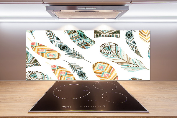 Cooker splashback Ethnic feathers