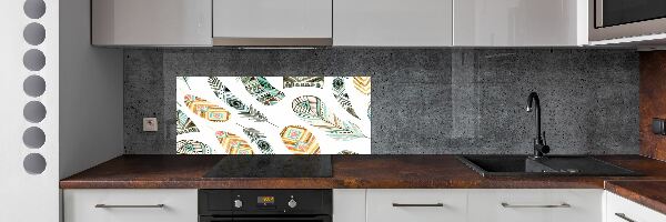 Cooker splashback Ethnic feathers