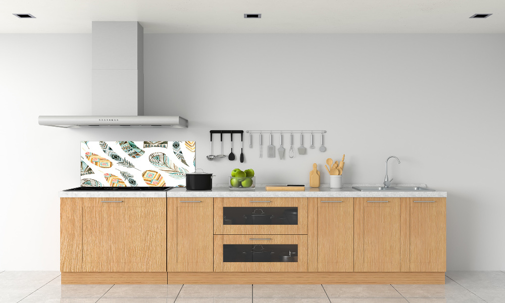 Cooker splashback Ethnic feathers