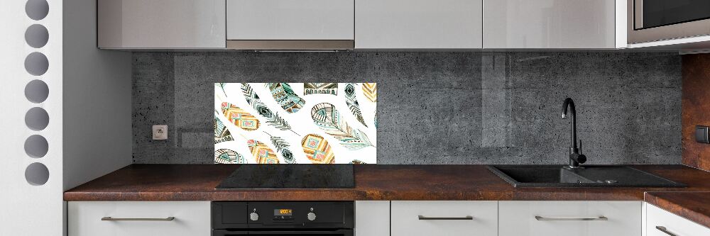 Cooker splashback Ethnic feathers