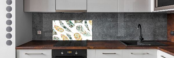 Cooker splashback Ethnic feathers