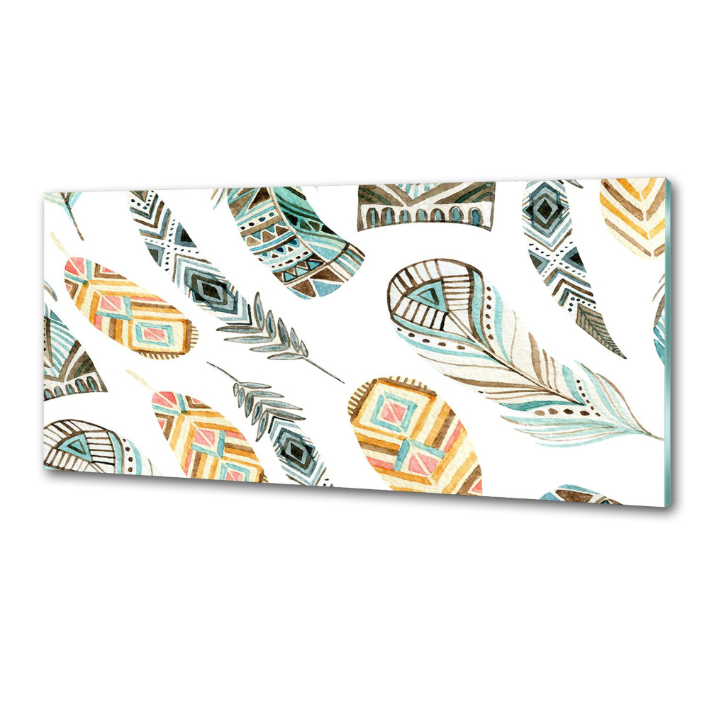 Cooker splashback Ethnic feathers