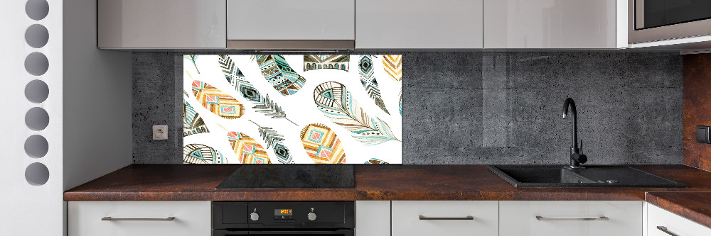 Cooker splashback Ethnic feathers