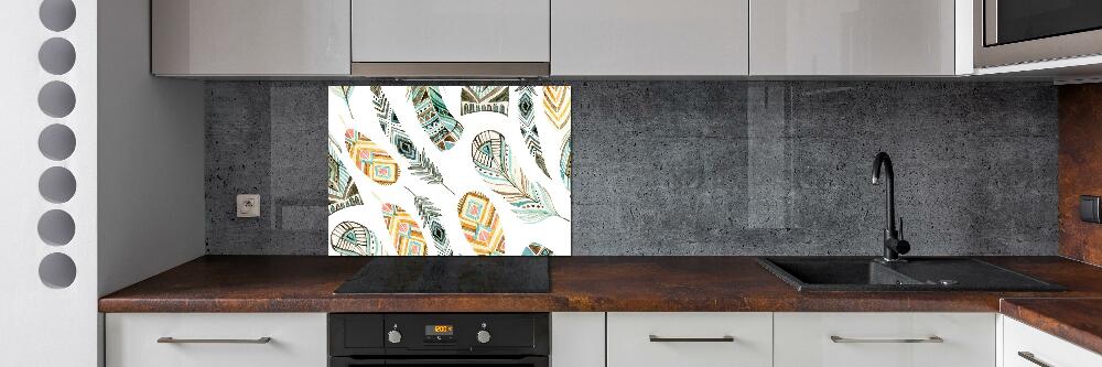 Cooker splashback Ethnic feathers