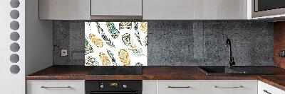 Cooker splashback Ethnic feathers