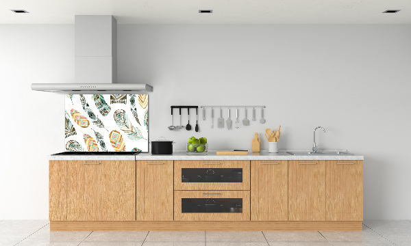 Cooker splashback Ethnic feathers