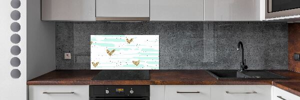 Cooker splashback Golden hearts