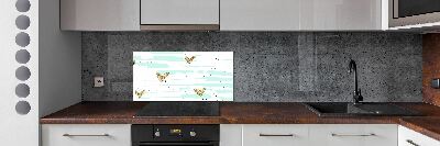 Cooker splashback Golden hearts