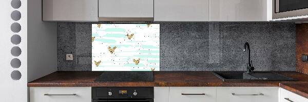 Cooker splashback Golden hearts